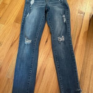 Tractr Women's Distressed Skinny Jeans - Dark Blue